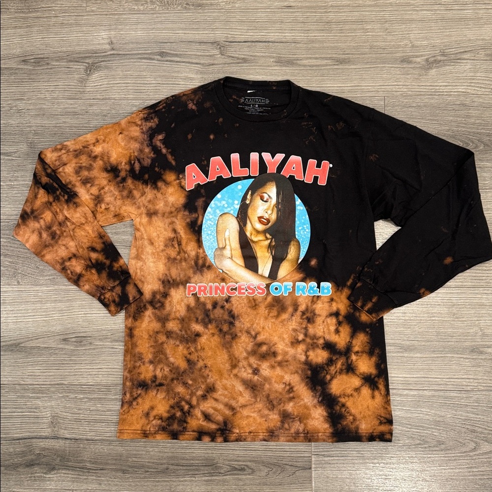 Aaliyah Princess Of R&B Black Tye Dye Long Sleeve Women’s Size Large